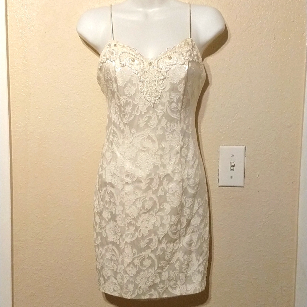 Women's Cream Pearl dress